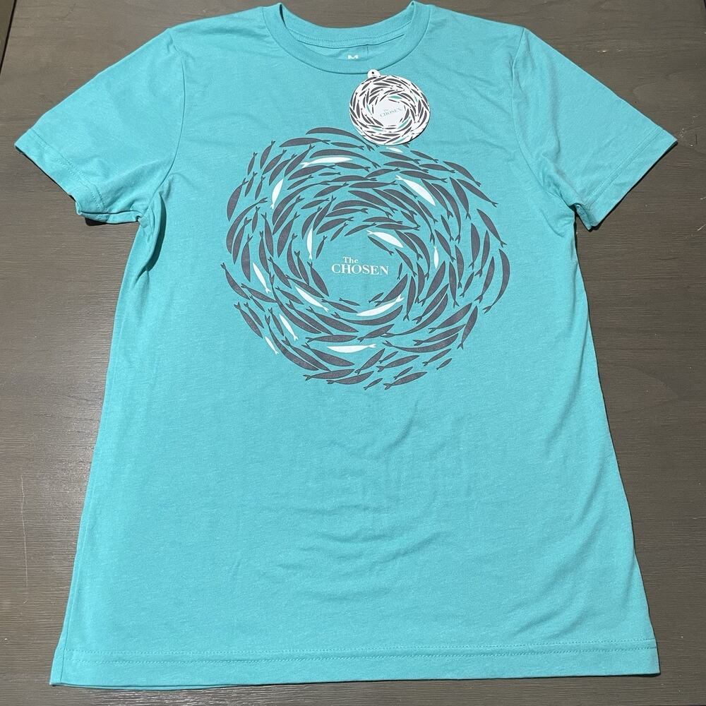 The Chosen NEW Unisex Adult Medium TShirt Against The Current Teal Triblend Fish